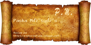 Paska Mátyás névjegykártya