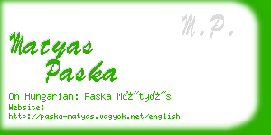 matyas paska business card